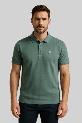 GO BIRDY Solid Men Polo Neck Green T-Shirt