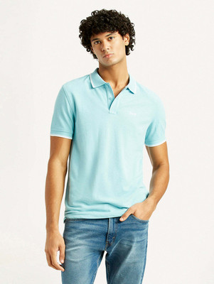 LEVI'S Solid Men Polo Neck Light Blue T-Shirt