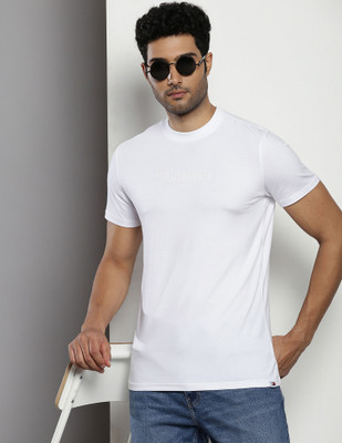 TOMMY HILFIGER Solid Men Round Neck White T-Shirt