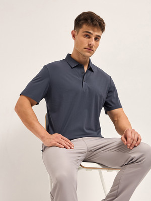 THE BEAR HOUSE Solid Men Polo Neck Blue T-Shirt