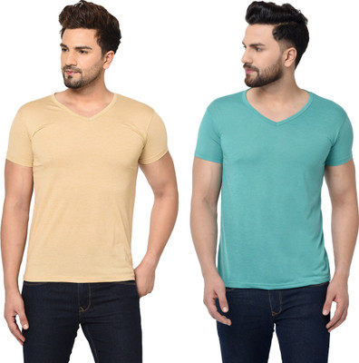 Tresna Fab Solid Men V Neck Multicolor T-Shirt