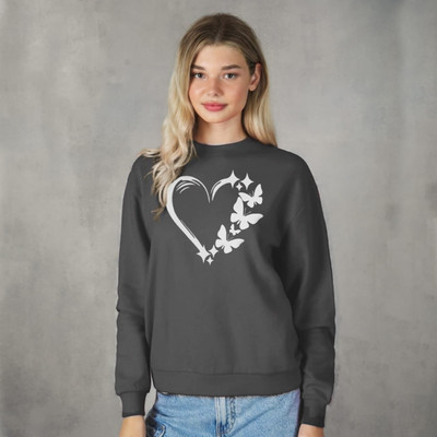 HOC Printed Women Round Neck Grey T-Shirt