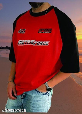 Bell Paper Printed Men Round Neck Red T-Shirt