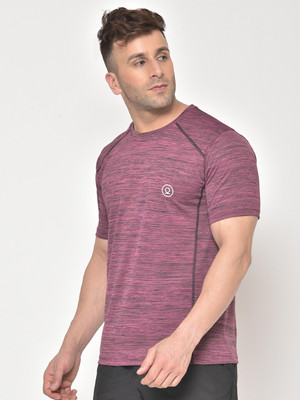 CHKOKKO Self Design Men Round Neck Pink T-Shirt