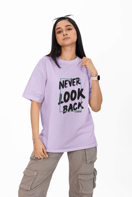 Jvthreads Graphic Print Women Crew Neck Purple T-Shirt