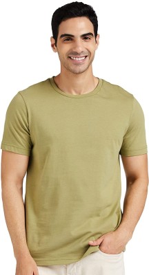 mbit Solid Men Round Neck Green T-Shirt