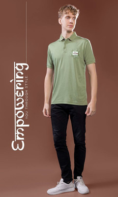Vonix Fabss Embroidered Men Polo Neck Light Green T-Shirt