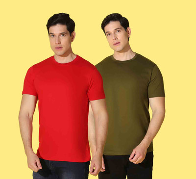WOOSTRO Printed Men Round Neck Red, Green T-Shirt