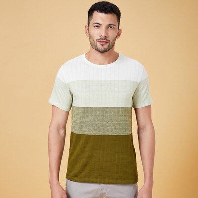 Urban Ranger by Pantaloos Colorblock Men Round Neck Green T-Shirt