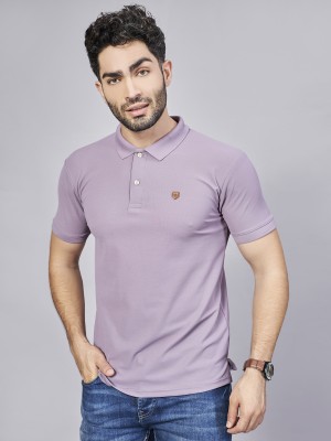 BE POSITIVE Solid Men Polo Neck Purple T-Shirt