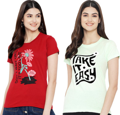 Tromko Printed Women Round Neck Multicolor T-Shirt