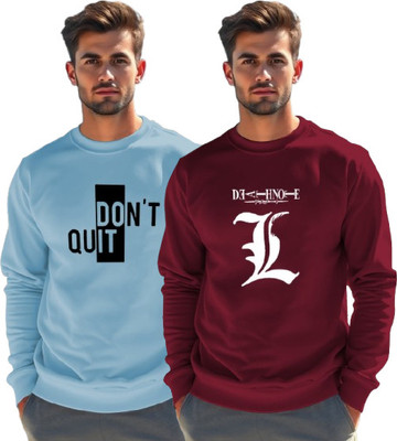 TeeTops Printed Men Round Neck Light Blue, Maroon T-Shirt