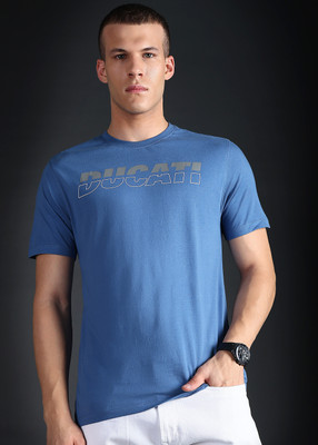 DUCATI Graphic Print Men Round Neck Blue T-Shirt
