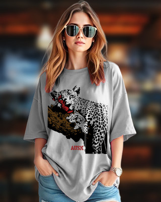 AUSK Printed Women Round Neck Grey T-Shirt
