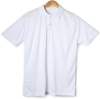 Global Hub Solid Men Polo Neck White T-Shirt