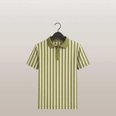 CHHOKRAMART Striped Men Polo Neck Green T-Shirt