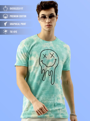 MANIAC Tie & Dye Men Round Neck Green T-Shirt