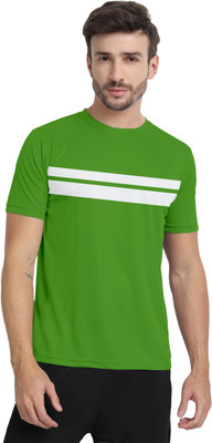 FTX Striped Men Round Neck Green T-Shirt