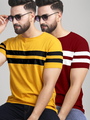 AUSK Colorblock Men Round Neck Multicolor T-Shirt