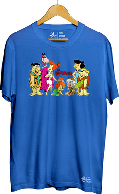 THE PRINT PLATTER Graphic Print Men Round Neck Light Blue T-Shirt