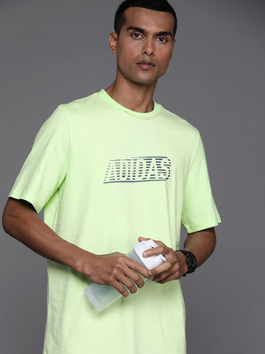 ADIDAS Printed Men Crew Neck Green T-Shirt