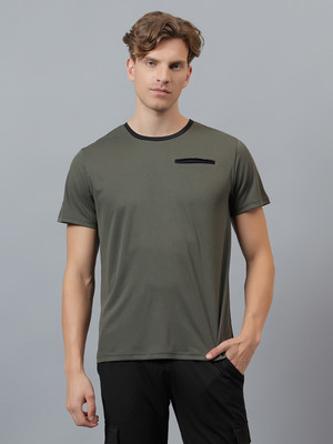 DIDA Solid Men Round Neck Dark Green T-Shirt