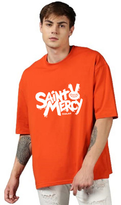 Three Arrows Printed Men Round Neck Orange T-Shirt