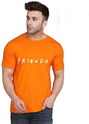 SLOWLORIS Printed Men Round Neck Orange T-Shirt