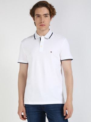 TOMMY HILFIGER Solid Men Polo Neck White T-Shirt