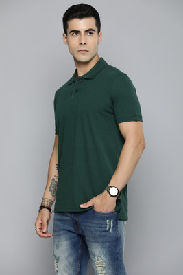 METRONAUT Solid Men Polo Neck Green T-Shirt