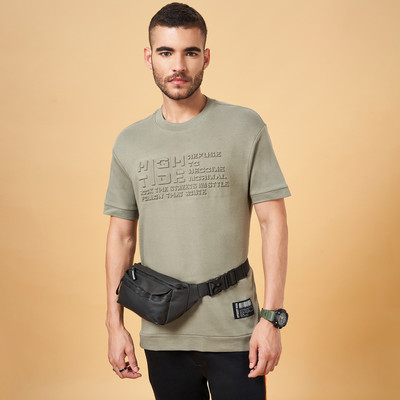 Street 808 by Pantaloons Printed Men Crew Neck Green T-Shirt