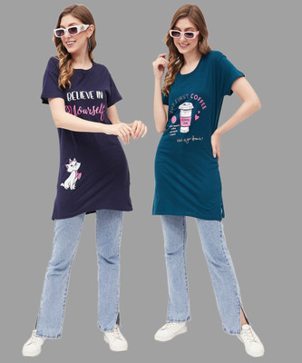 DreamBe Women Nightshirts(Blue, Purple)