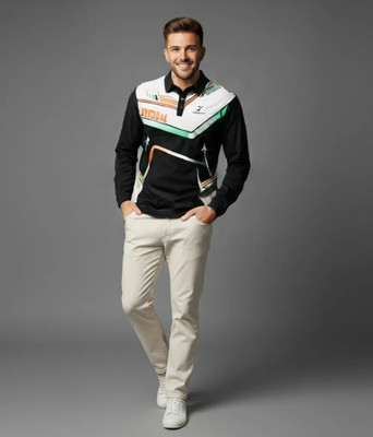 lookswala Graphic Print Men Polo Neck Multicolor T-Shirt