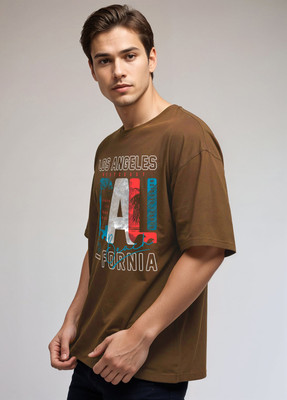 METRONAUT Printed Men Round Neck Brown T-Shirt