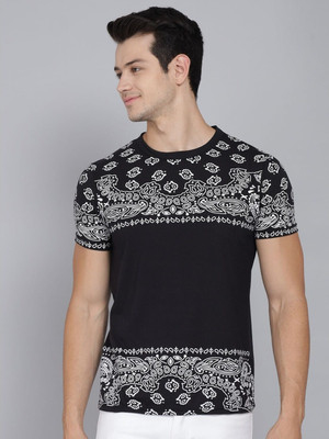 ELBATROSS Printed Men Round Neck Black T-Shirt