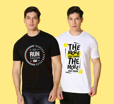 WOOSTRO Printed Men Round Neck Multicolor T-Shirt