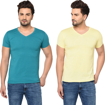 Adorbs Trend Solid Men V Neck Multicolor T-Shirt