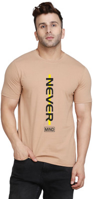 SLOWLORIS Printed Men Round Neck Beige T-Shirt
