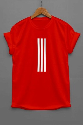 FIONAA TRENDZ Striped Men Round Neck Red T-Shirt