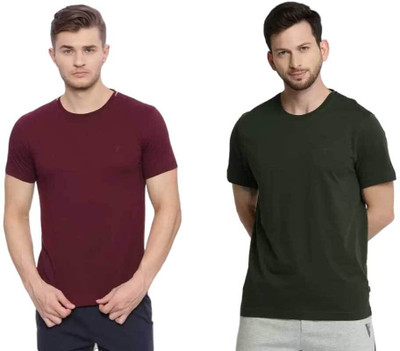 VAN HEUSEN Solid Men Round Neck Multicolor T-Shirt