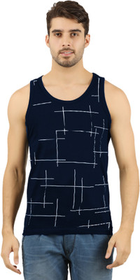 JUGULAR Printed Men Scoop Neck Navy Blue T-Shirt