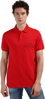 TOMMY HILFIGER Solid Men Polo Neck Red T-Shirt
