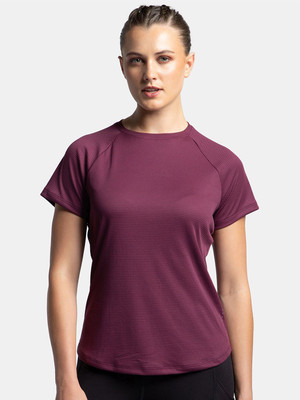 JOCKEY Solid Women Round Neck Purple T-Shirt