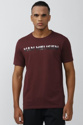 VAN HEUSEN Printed Men Round Neck Maroon T-Shirt