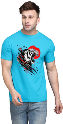 tfurnish Printed Men Round Neck Light Green T-Shirt