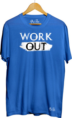 THE PRINT PLATTER Printed Men Round Neck Light Blue T-Shirt