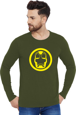 Organic Chics Printed Men Round Neck Green T-Shirt
