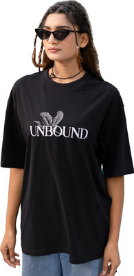 BLOOPERS Printed Women Round Neck Black T-Shirt