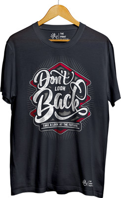 THE PRINT PLATTER Printed Men Round Neck Black T-Shirt