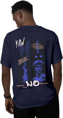 Fighterhero Printed Men Round Neck Navy Blue T-Shirt